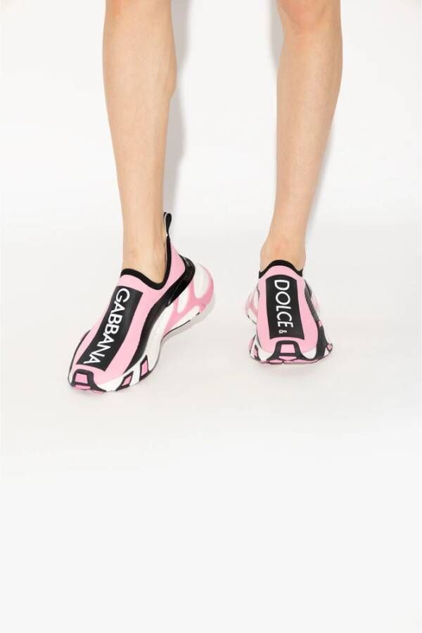 Dolce & Gabbana Roze Stretch Gebreide Sneakers Pink Dames
