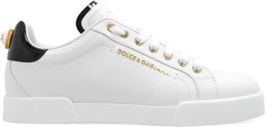 Dolce & Gabbana Witte Sneakers met Gouden Merkletters White Dames