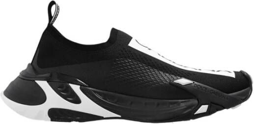 Dolce & Gabbana Zwarte Slip-On Sneakers met Ultralichte Zool en Stretch Mesh Design Black Dames