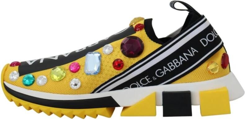 Dolce & Gabbana Sneakers met Rhinestone Applicaties Yellow Dames