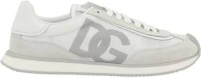 Dolce & Gabbana Sneakers met Suède Details en Verlengde Neus White Heren