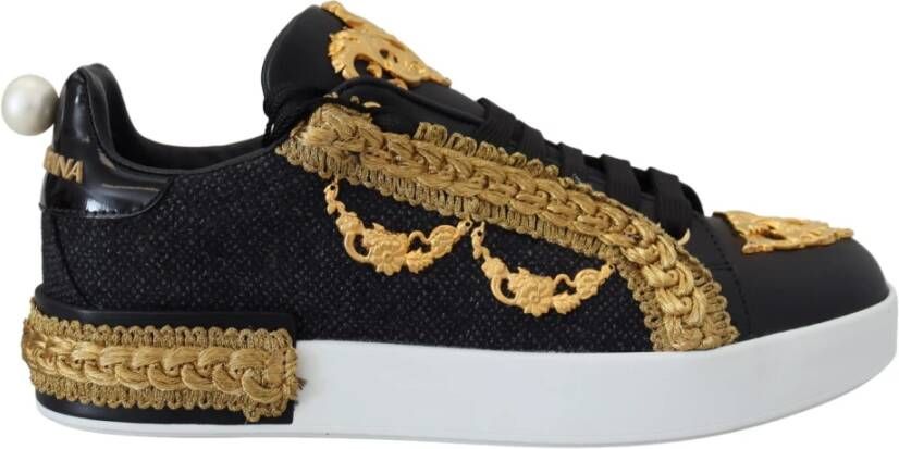 Dolce & Gabbana Leren Sneakers voor Dames Stijlvol en Praktisch Black Dames