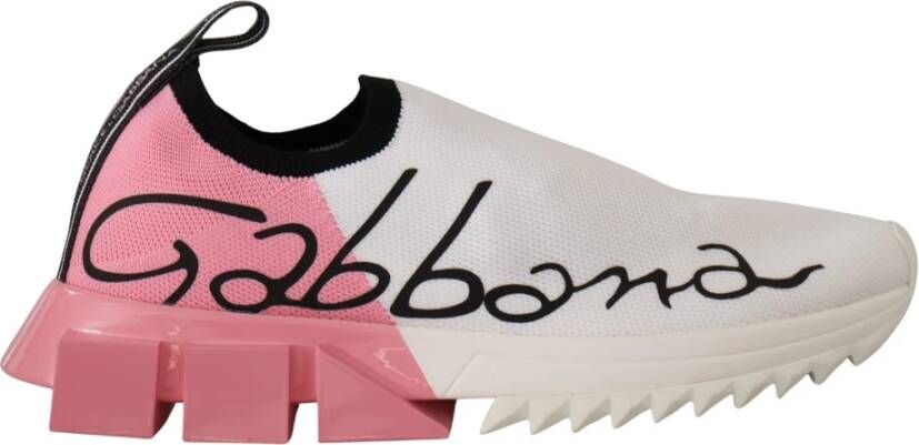Dolce & Gabbana Pink White Logo Sorrento Sneakers Multicolor Dames