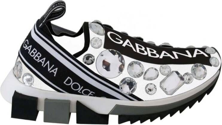 Dolce & Gabbana Kristalversierde Monochrome Sneakers Multicolor Dames