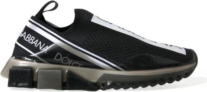 Dolce & Gabbana Black White Sorrento Sport Stretch Sneakers Zwart Heren