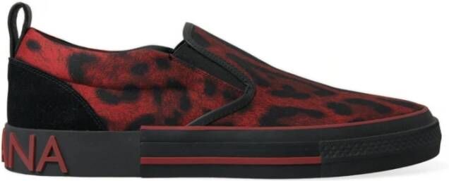 Dolce & Gabbana Rood Zwart Luipaard Loafers Sneakers Schoenen Multicolor Heren