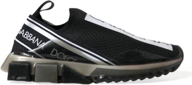 Dolce & Gabbana Black White Sorrento Sport Stretch Sneakers Zwart Heren