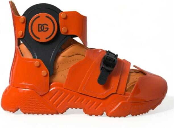Dolce & Gabbana Oranje Multi Panel High Top Sneakers Orange Heren