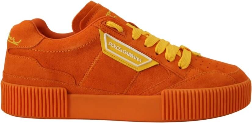 Dolce & Gabbana P.j. Tucker Oranje Leren Sneakers Orange Dames