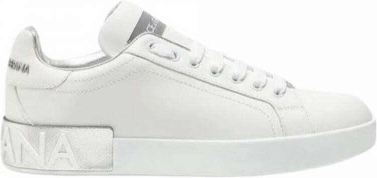 Dolce & Gabbana Portofino Sneaker van kalfsnappaleer White Dames