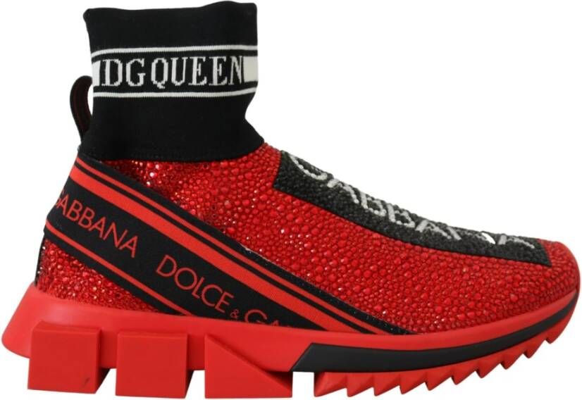 Dolce & Gabbana Rode Bling Sorrento Sneakers Sokken Schoenen Red Dames - Foto 2