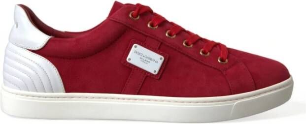 Dolce & Gabbana Rode Suède Leren Lage Sneakers Red Heren