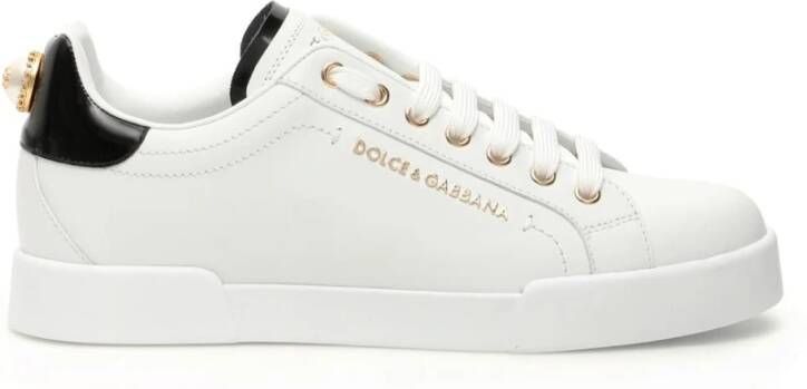 Dolce & Gabbana Witte Logo-Embellished Low-Top Sneakers White Dames