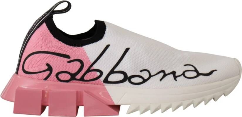 Dolce & Gabbana Pink White Logo Sorrento Sneakers Multicolor Dames