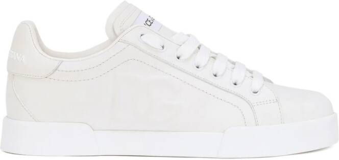 Dolce & Gabbana Witte Portofino Low-Top Leren Sneakers White Dames