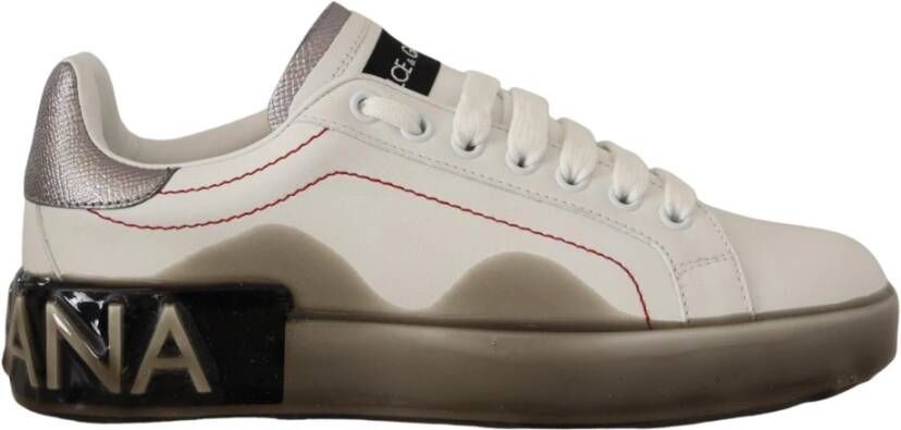 Dolce & Gabbana Iconische Leren Sneakers voor Modieuze Vrouwen White Dames