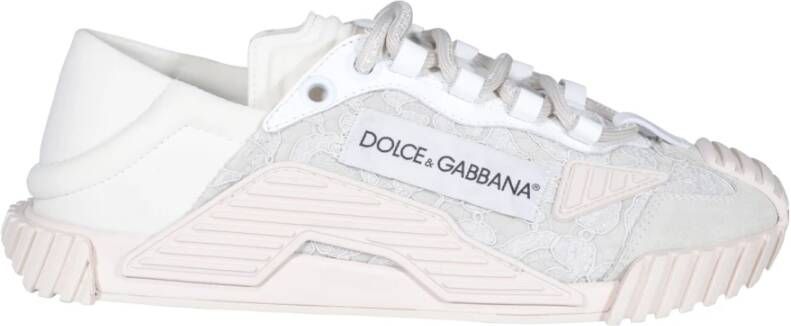 Dolce & Gabbana Witte Slip-On Sneakers met Paarse Accenten White Dames