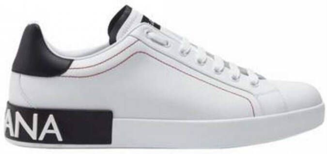 Dolce & Gabbana Leren lage sneakers met contrasterende inzetstukken White Heren