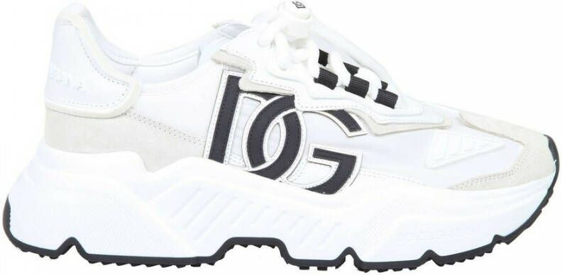 Dolce&Gabbana Sneakers Leather Daymaster Logo-Patch Lace-Up Sneakers in wit