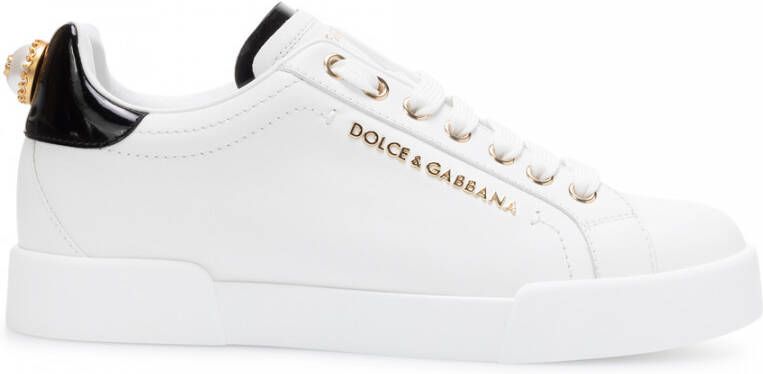 Dolce & Gabbana Witte Logo-Embellished Low-Top Sneakers White Dames