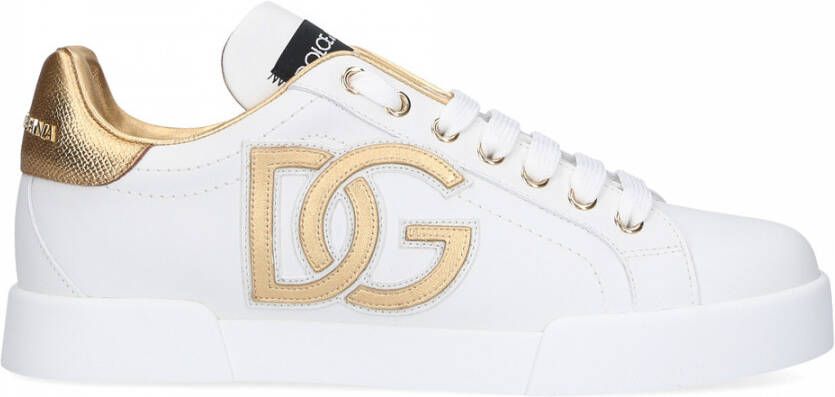 Dolce & Gabbana Portofino sneaker van kalfsleer met lamsleren details en logo