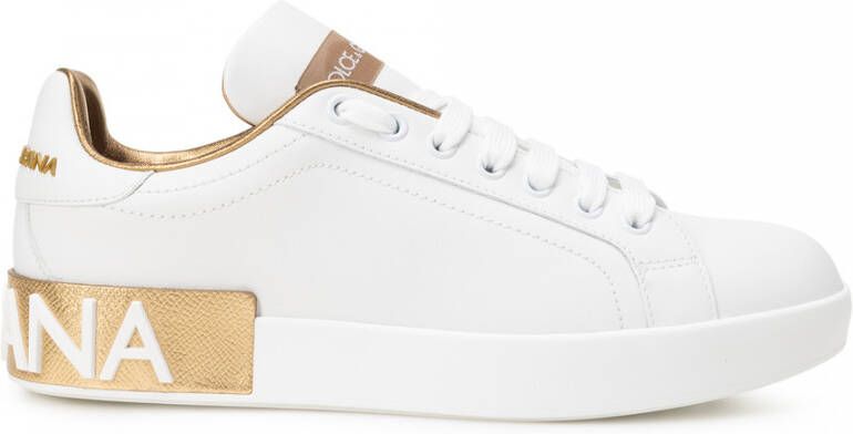 Dolce & Gabbana Portofino Sneakers Dolce Gabbana Gold Dust Leather Beige Dames