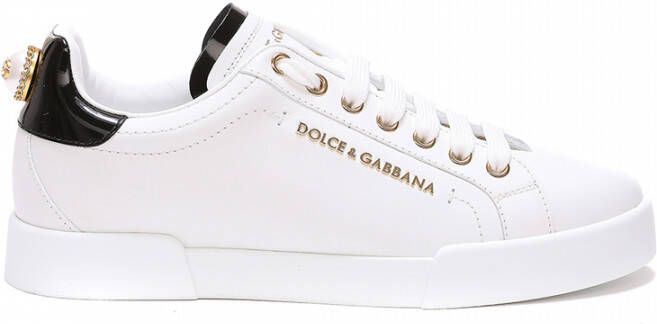 Dolce & Gabbana Witte Logo-Embellished Low-Top Sneakers White Dames