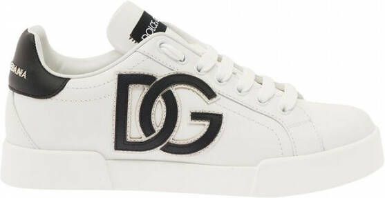 Dolce & Gabbana Portofino Logo-Print Low-Top Sneakers White Dames