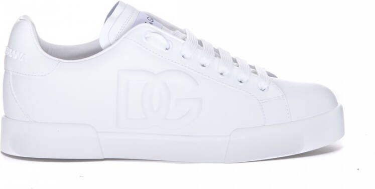 Dolce & Gabbana Witte Portofino Low-Top Leren Sneakers White Dames