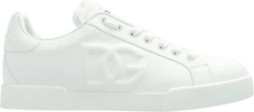 Dolce & Gabbana Witte Portofino Low-Top Leren Sneakers White Dames