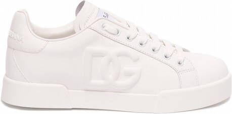 Dolce & Gabbana Witte Portofino Low-Top Leren Sneakers White Dames