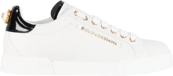 Dolce & Gabbana Witte Logo-Embellished Low-Top Sneakers White Dames