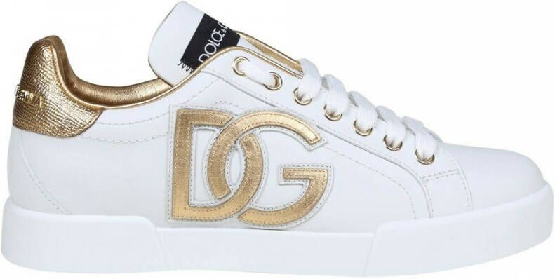 Dolce & Gabbana Portofino sneaker van kalfsleer met lamsleren details en logo