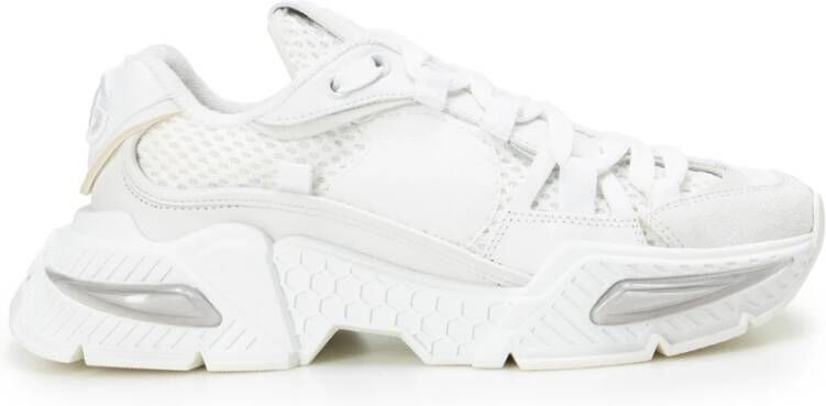 Dolce & Gabbana Witte nylon sneakers met leren en suède details White