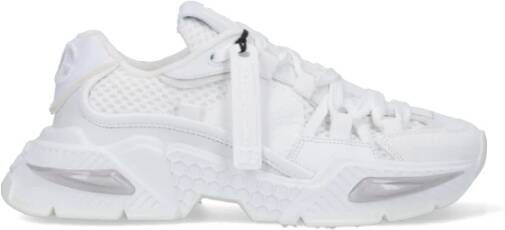 Dolce & Gabbana Witte nylon sneakers met leren en suède details White