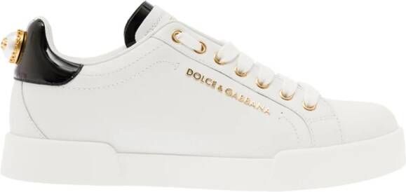 Dolce & Gabbana Witte Logo-Embellished Low-Top Sneakers White Dames