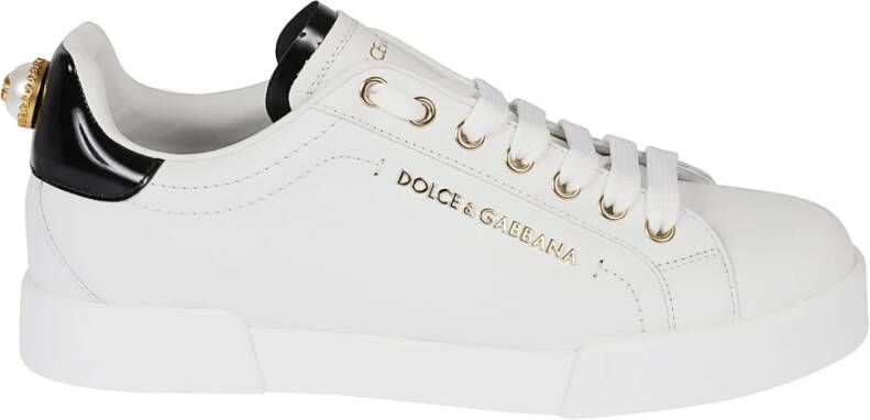 Dolce & Gabbana Witte Logo-Embellished Low-Top Sneakers White Dames