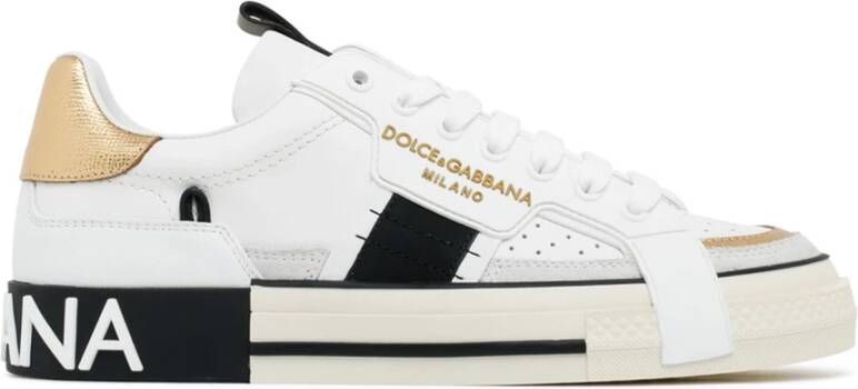 Dolce & Gabbana Witte Sneakers Metallic Inzetstukken Rubberen Zool White Heren