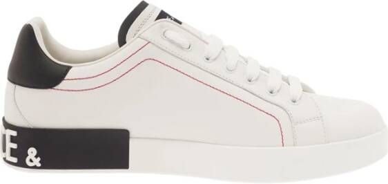 Dolce & Gabbana Leren lage sneakers met contrasterende inzetstukken White Heren