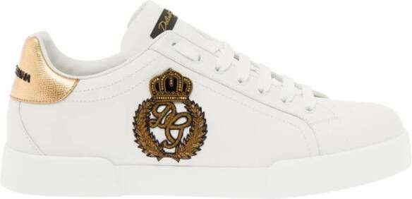 Dolce & Gabbana Portofino Sneakers Wit Goud Alligator White Heren