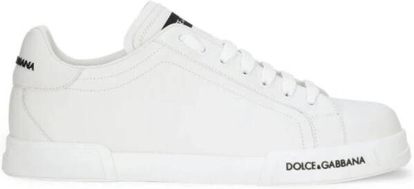 Dolce & Gabbana Italiaanse Leren Sneakers Witte Lage Sneakers Witte Portofino Sneakers met Logo Detail White Heren