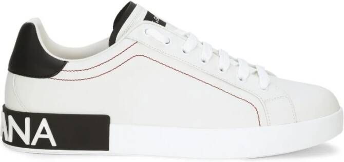Dolce & Gabbana Leren lage sneakers met contrasterende inzetstukken White Heren