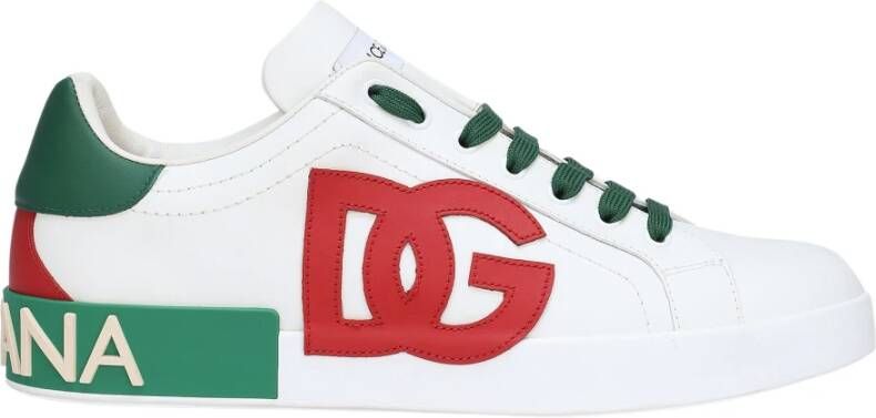 Dolce & Gabbana Witte Sneakers met Kalfsleren Hielkap White Heren