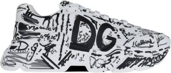 Dolce & Gabbana Graffiti Calfskin Daymaster Sneakers White Heren