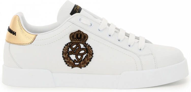 Dolce & Gabbana Portofino Sneakers Wit Goud Alligator White Heren