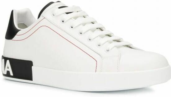Dolce & Gabbana Leren lage sneakers met contrasterende inzetstukken White Heren