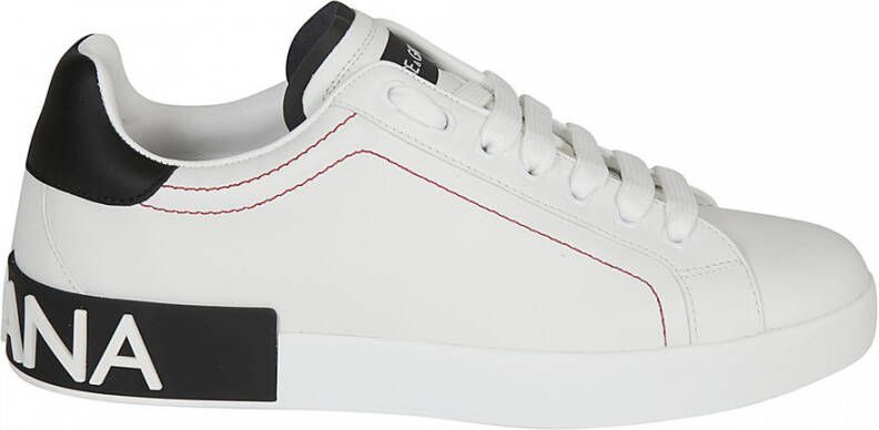 Dolce & Gabbana Leren lage sneakers met contrasterende inzetstukken White Heren