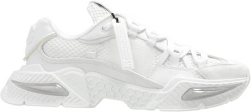 Dolce & Gabbana Witte nylon sneakers met leren en suède details White