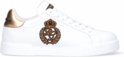 Dolce & Gabbana Portofino Sneakers Wit Goud Alligator White Heren