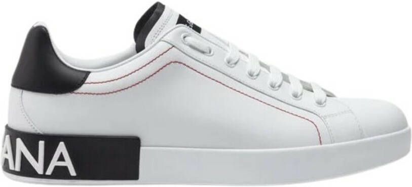 Dolce & Gabbana Leren lage sneakers met contrasterende inzetstukken White Heren